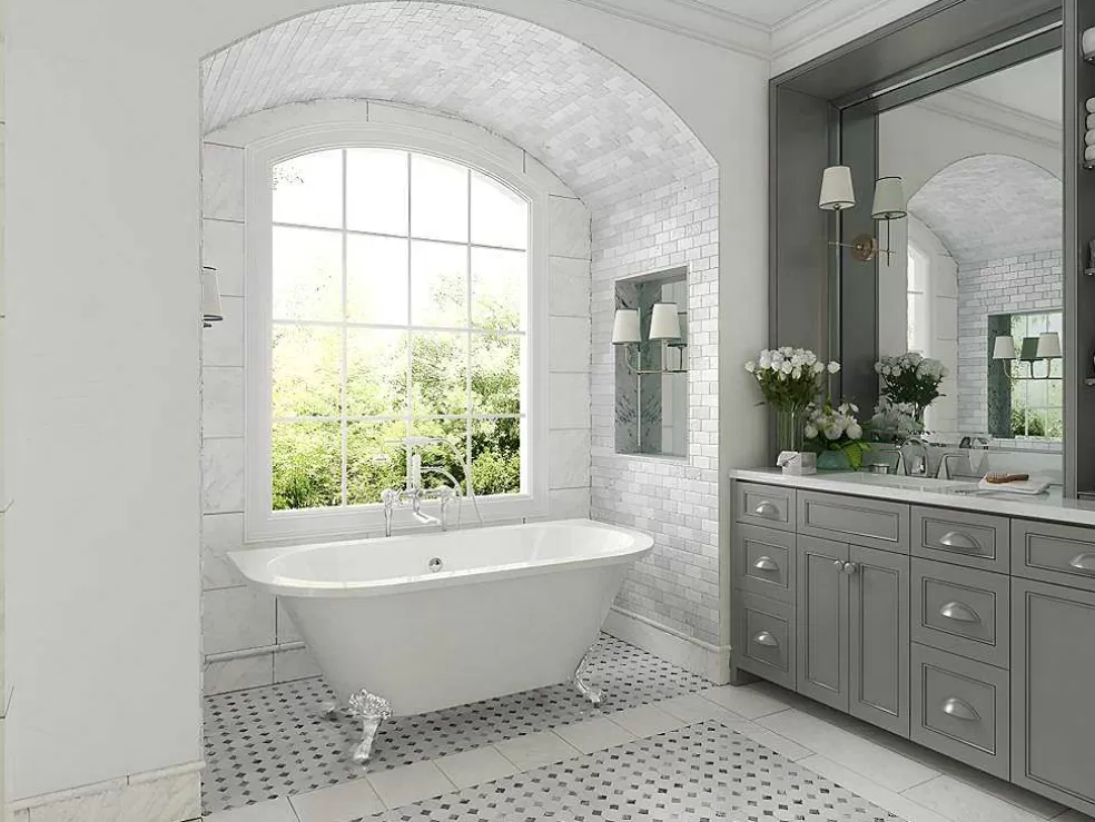 Shower & Design Banheira Semi-Clássica Retro Com Pés De 154 L Dimensoes 150 X 74 X 61 Cm Cor Branco Em Acrilico - Sparus* Banheira De Pousar E Encostar