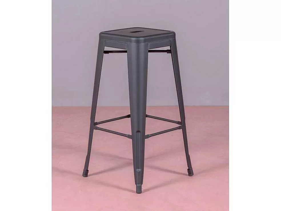 Vente-unique Banqueta Metalica Em Aco Lacado (76Cm) - Bistro - Preto* Bancos De Bar