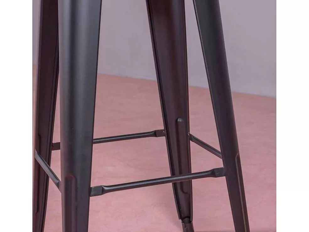 Vente-unique Banqueta Metalica Em Aco Lacado Com Encosto Alto (76Cm) - Bistro - Preto* Bancos De Bar