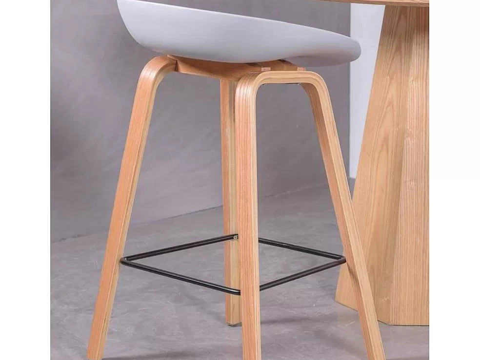 Vente-unique Banqueta Nordica Com Pernas Em Faia (63Cm) - Daxer - Cinza Claro* Bancos De Bar