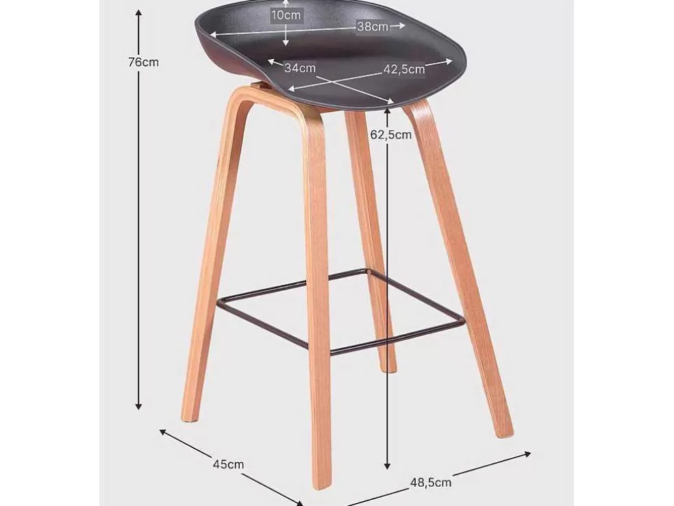 Vente-unique Banqueta Nordica Com Pernas Em Faia (63Cm) - Daxer - Cinza Claro* Bancos De Bar