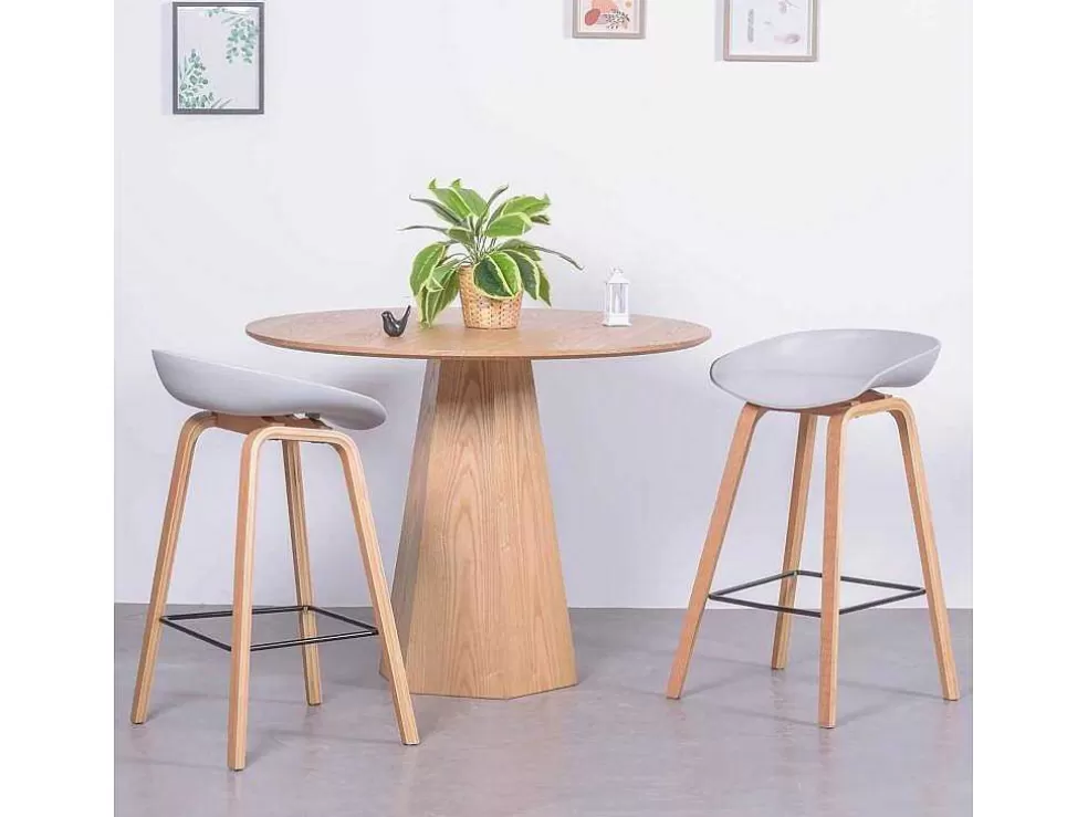 Vente-unique Banqueta Nordica Com Pernas Em Faia (63Cm) - Daxer - Cinza Claro* Bancos De Bar