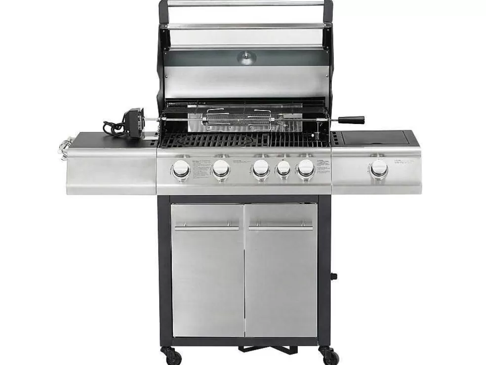 Vente-unique Barbecue A Gas Com 4 Bicos, 1 Fogao Lateral E 1 Assador 148X56X121 Cm - Roasty* Barbecue, Braseiro De Jardim, Plancha