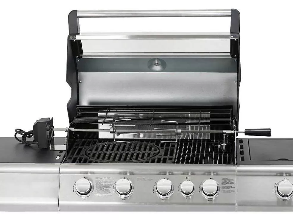 Vente-unique Barbecue A Gas Com 4 Bicos, 1 Fogao Lateral E 1 Assador 148X56X121 Cm - Roasty* Barbecue, Braseiro De Jardim, Plancha