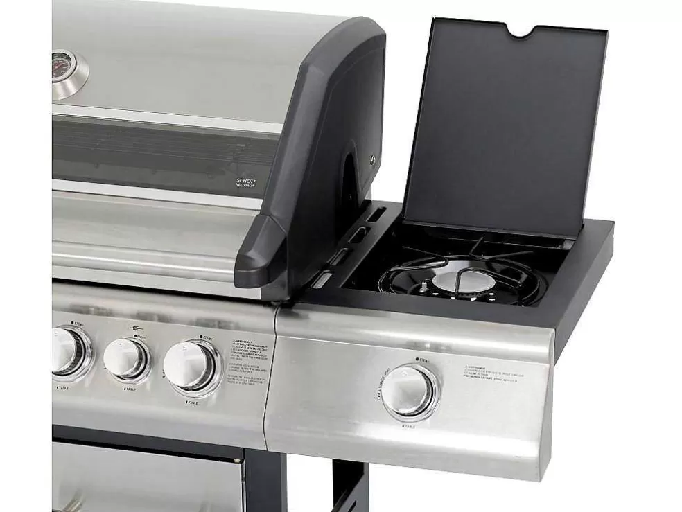 Vente-unique Barbecue A Gas Com 4 Bicos, 1 Fogao Lateral E 1 Assador 148X56X121 Cm - Roasty* Barbecue, Braseiro De Jardim, Plancha