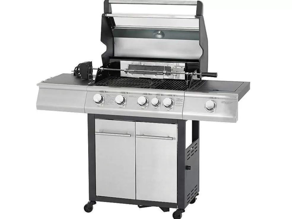 Vente-unique Barbecue A Gas Com 4 Bicos, 1 Fogao Lateral E 1 Assador 148X56X121 Cm - Roasty* Barbecue, Braseiro De Jardim, Plancha
