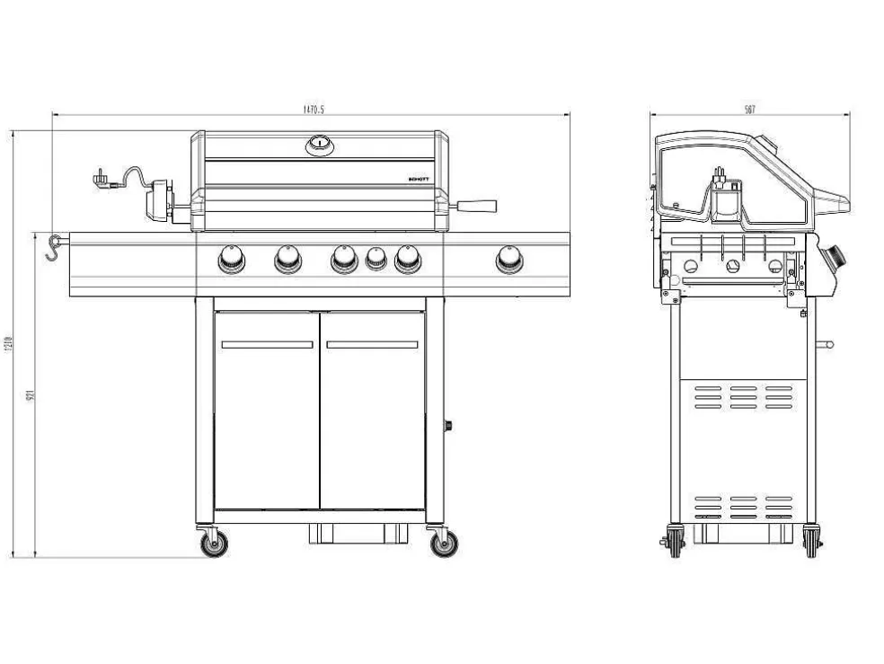 Vente-unique Barbecue A Gas Com 4 Bicos, 1 Fogao Lateral E 1 Assador 148X56X121 Cm - Roasty* Barbecue, Braseiro De Jardim, Plancha