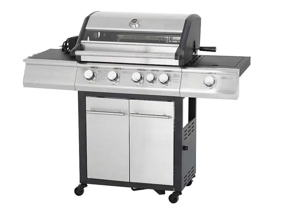 Vente-unique Barbecue A Gas Com 4 Bicos, 1 Fogao Lateral E 1 Assador 148X56X121 Cm - Roasty* Barbecue, Braseiro De Jardim, Plancha