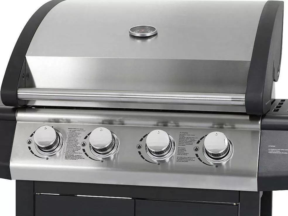 Vente-unique Barbecue A Gas Com 4 Bicos E 1 Fogao Lateral 143X54X115 Cm - Smoky* Barbecue, Braseiro De Jardim, Plancha