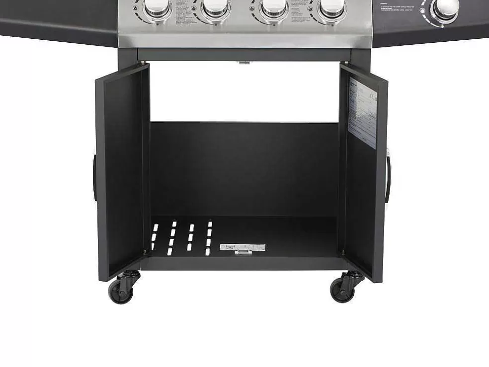 Vente-unique Barbecue A Gas Com 4 Bicos E 1 Fogao Lateral 143X54X115 Cm - Smoky* Barbecue, Braseiro De Jardim, Plancha
