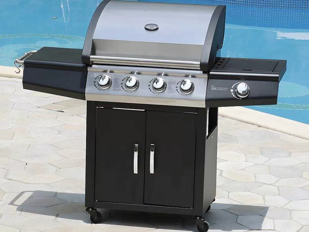 Vente-unique Barbecue A Gas Com 4 Bicos E 1 Fogao Lateral 143X54X115 Cm - Smoky* Barbecue, Braseiro De Jardim, Plancha
