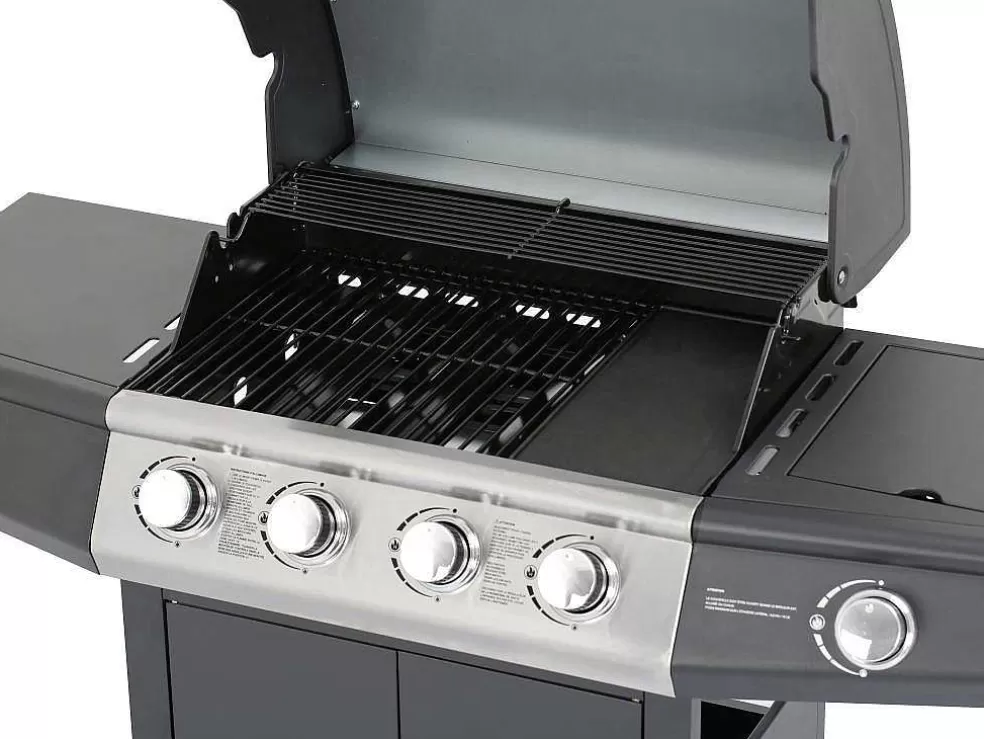 Vente-unique Barbecue A Gas Com 4 Bicos E 1 Fogao Lateral 143X54X115 Cm - Smoky* Barbecue, Braseiro De Jardim, Plancha