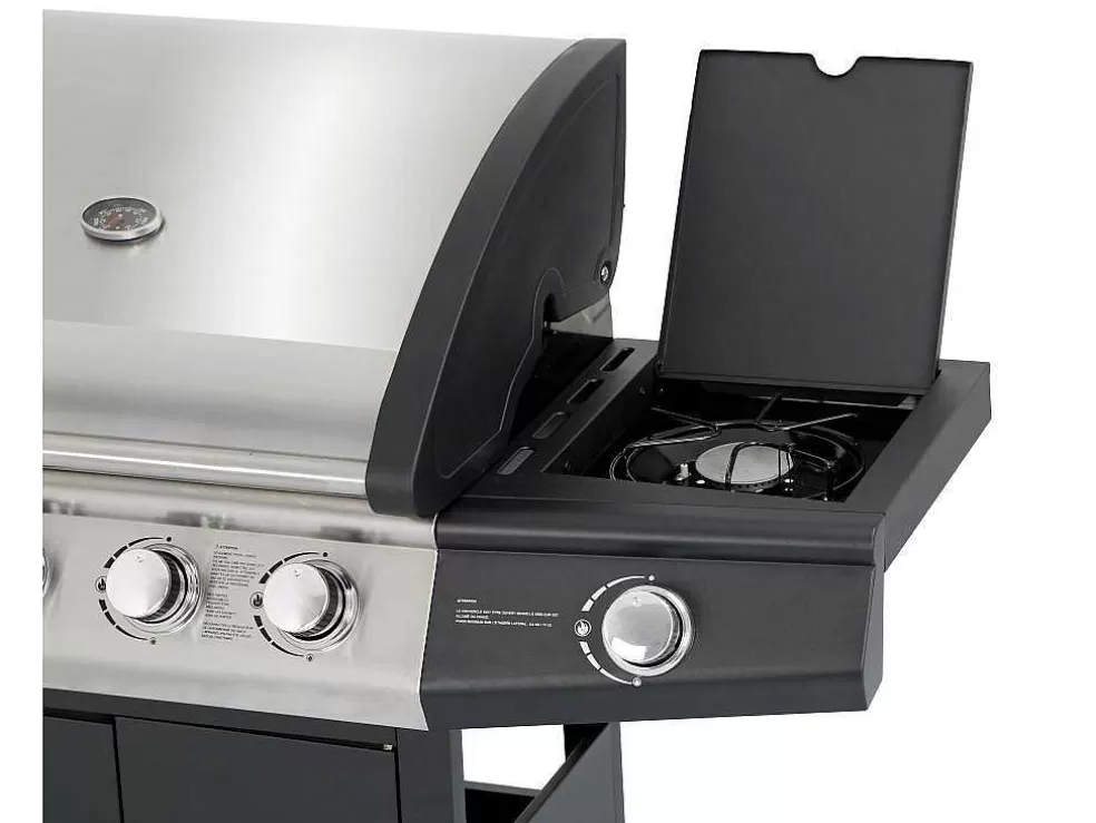 Vente-unique Barbecue A Gas Com 4 Bicos E 1 Fogao Lateral 143X54X115 Cm - Smoky* Barbecue, Braseiro De Jardim, Plancha