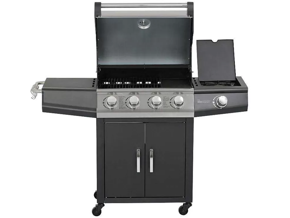 Vente-unique Barbecue A Gas Com 4 Bicos E 1 Fogao Lateral 143X54X115 Cm - Smoky* Barbecue, Braseiro De Jardim, Plancha