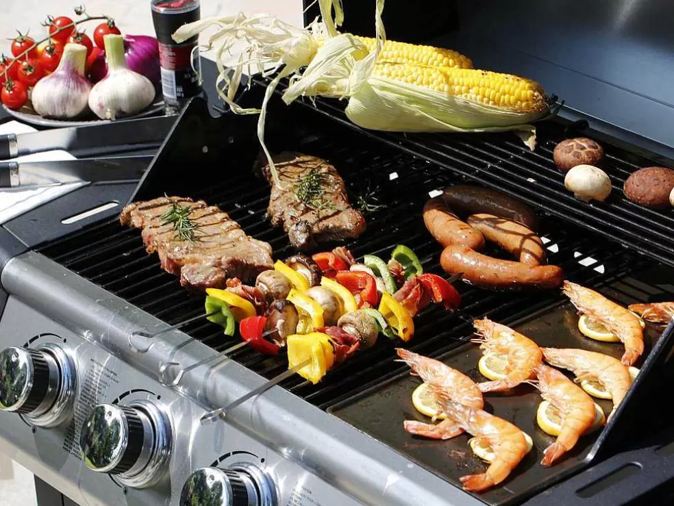 Vente-unique Barbecue A Gas Com 4 Bicos E 1 Fogao Lateral 143X54X115 Cm - Smoky* Barbecue, Braseiro De Jardim, Plancha