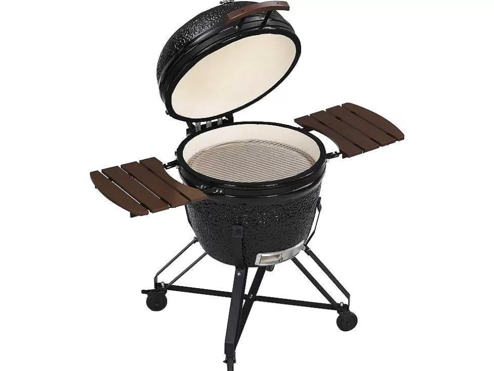 Vente-unique Barbecue Kamado A Carvao Em Ceramica E Bambu 67 X 85 X 120 Cm - Ayumi* Barbecue, Braseiro De Jardim, Plancha
