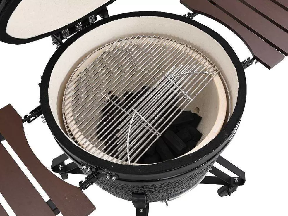 Vente-unique Barbecue Kamado A Carvao Em Ceramica E Bambu 67 X 85 X 120 Cm - Ayumi* Barbecue, Braseiro De Jardim, Plancha