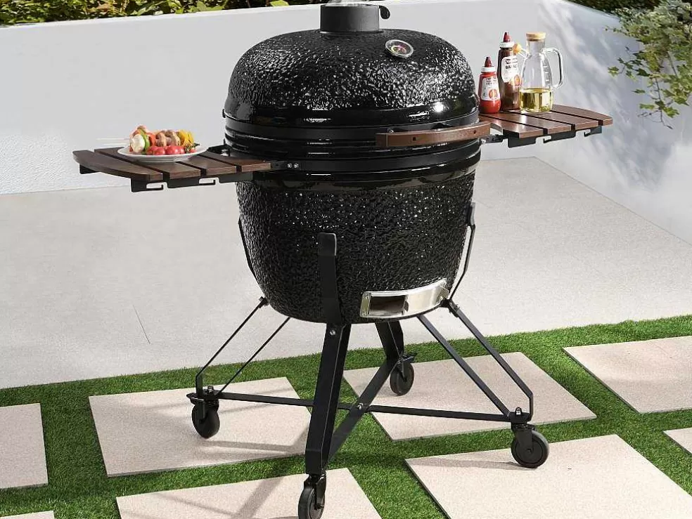 Vente-unique Barbecue Kamado A Carvao Em Ceramica E Bambu 67 X 85 X 120 Cm - Ayumi* Barbecue, Braseiro De Jardim, Plancha
