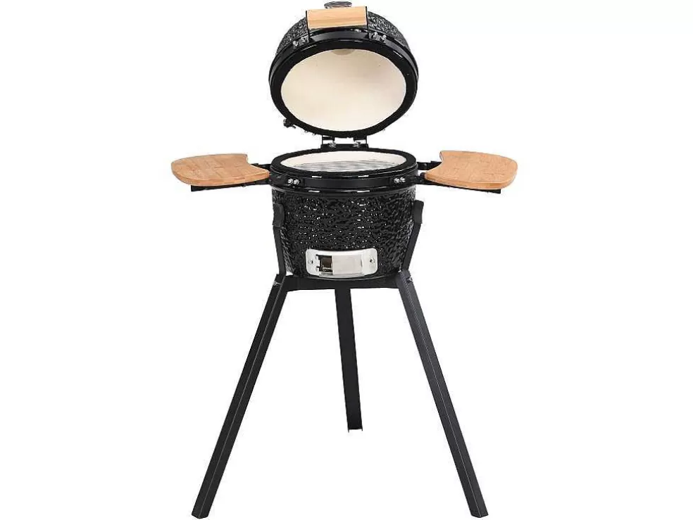 Vente-unique Barbecue Kamado A Carvao Em Ceramica E Bambu 32 X 52 X 94 Cm - Eriko* Barbecue, Braseiro De Jardim, Plancha