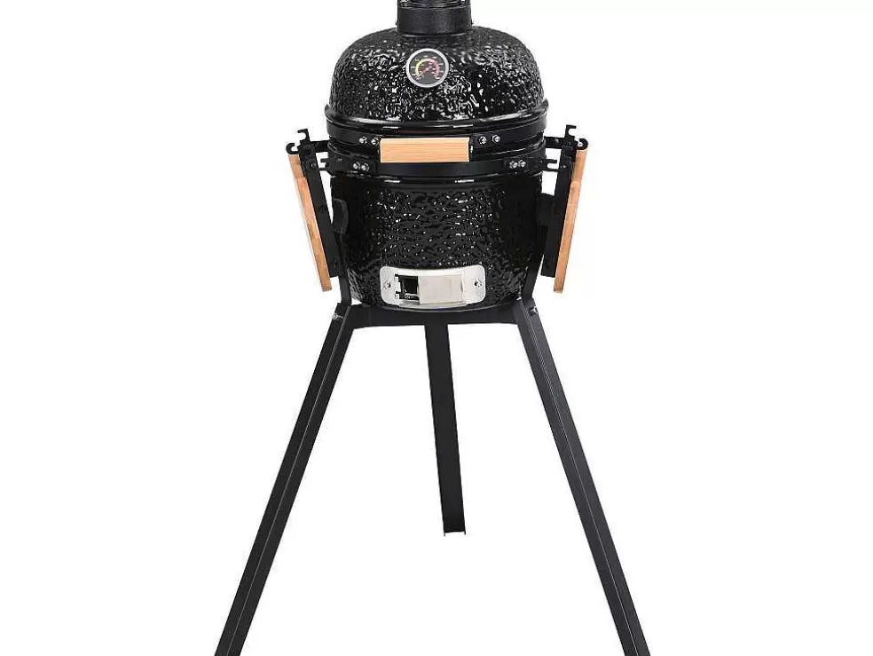 Vente-unique Barbecue Kamado A Carvao Em Ceramica E Bambu 32 X 52 X 94 Cm - Eriko* Barbecue, Braseiro De Jardim, Plancha