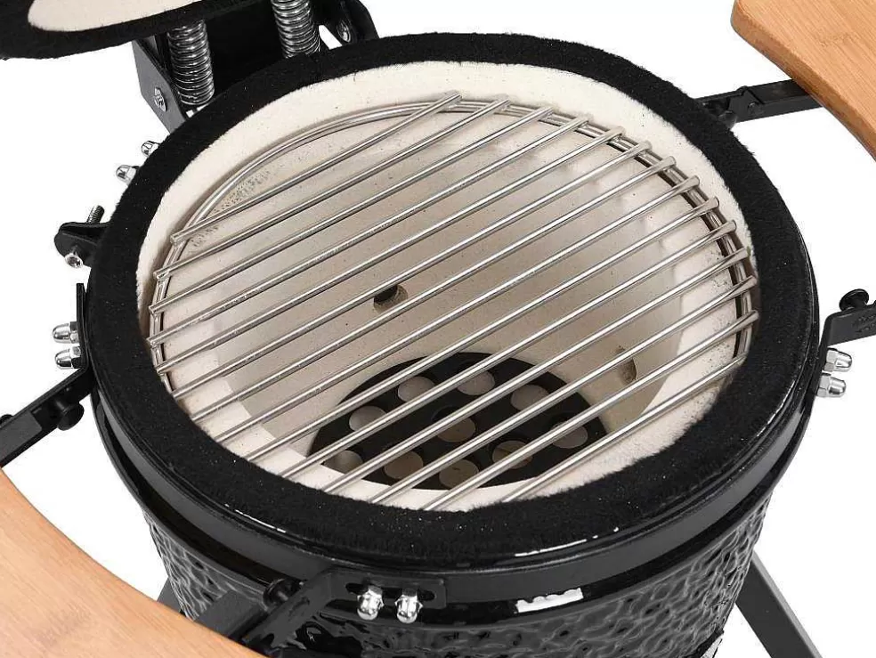 Vente-unique Barbecue Kamado A Carvao Em Ceramica E Bambu 32 X 52 X 94 Cm - Eriko* Barbecue, Braseiro De Jardim, Plancha