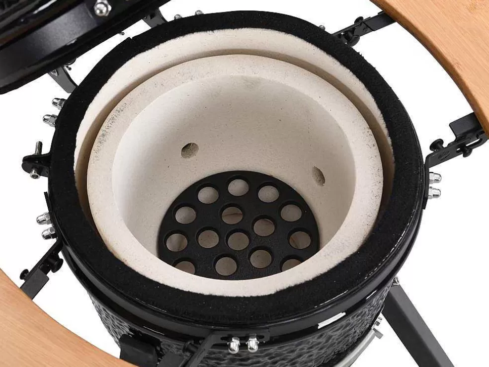 Vente-unique Barbecue Kamado A Carvao Em Ceramica E Bambu 32 X 52 X 94 Cm - Eriko* Barbecue, Braseiro De Jardim, Plancha