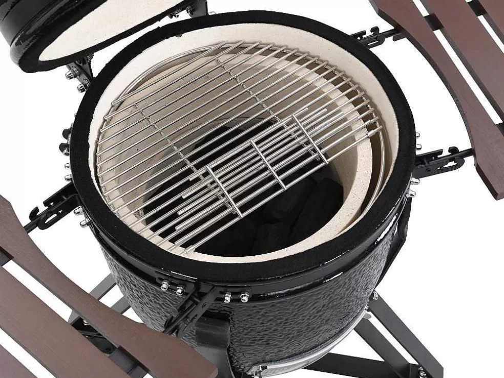 Vente-unique Barbecue Kamado A Carvao Em Ceramica E Bambu 45 X 63 X 105 Cm - Izaki* Barbecue, Braseiro De Jardim, Plancha