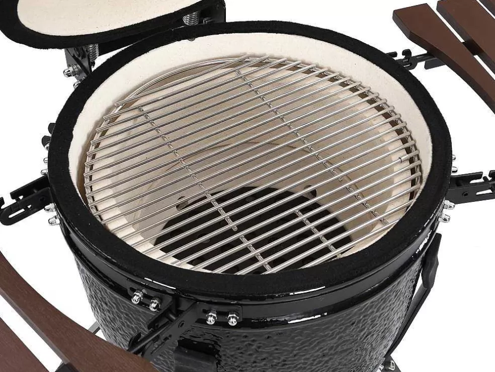 Vente-unique Barbecue Kamado A Carvao Em Ceramica E Bambu 45 X 63 X 105 Cm - Izaki* Barbecue, Braseiro De Jardim, Plancha