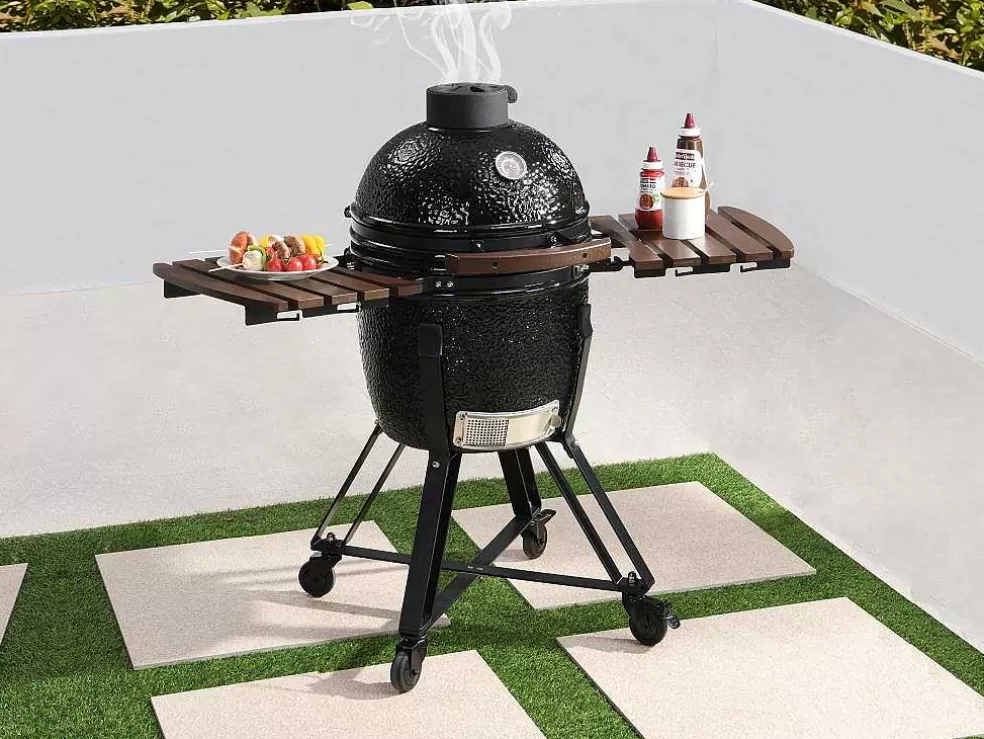 Vente-unique Barbecue Kamado A Carvao Em Ceramica E Bambu 45 X 63 X 105 Cm - Izaki* Barbecue, Braseiro De Jardim, Plancha