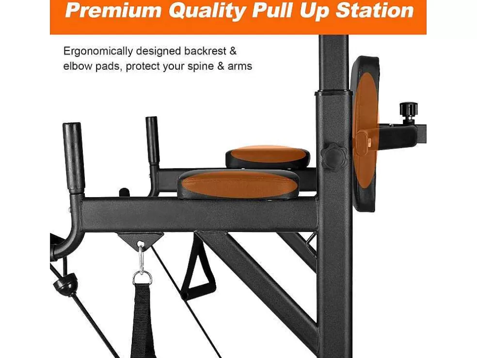Vente-unique Barra Multifuncoes Power Tower Dip Station Pull Up Bar Com Altura Ajustavel* Fitness