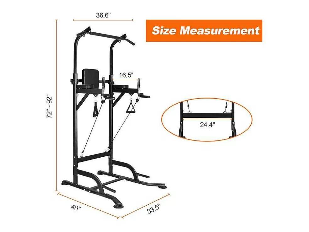 Vente-unique Barra Multifuncoes Power Tower Dip Station Pull Up Bar Com Altura Ajustavel* Fitness