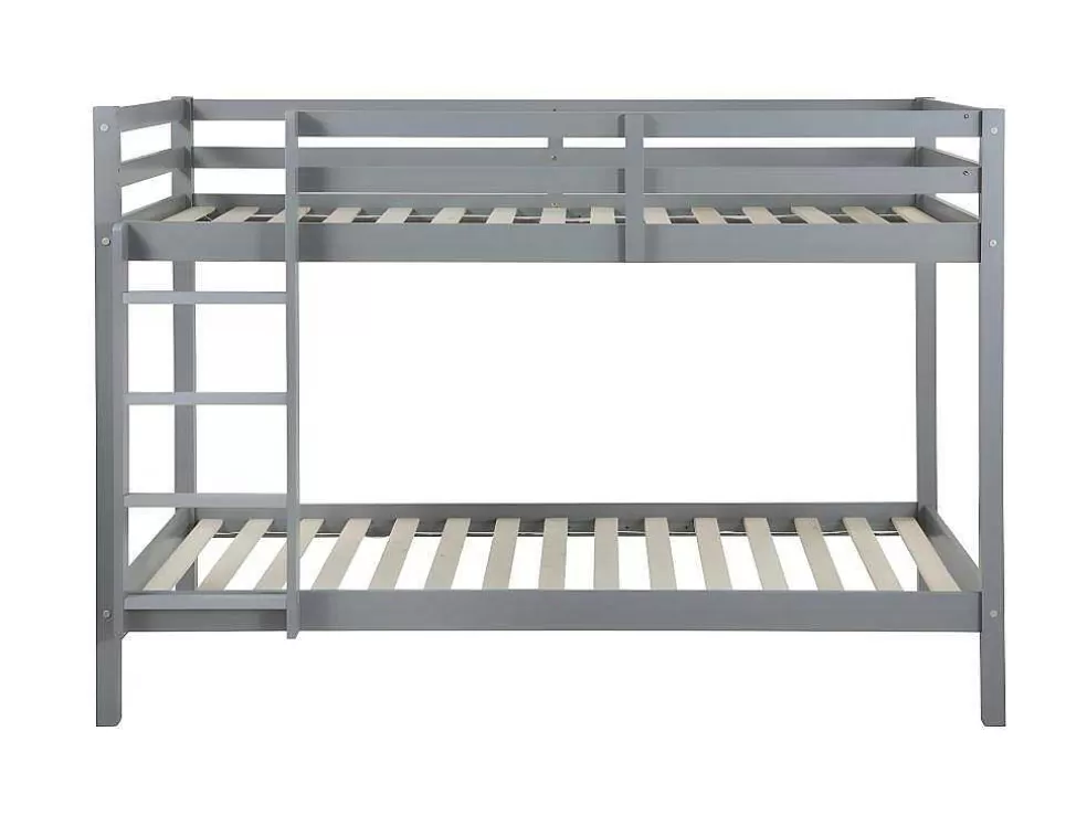 Vente-unique Beliche De 2 X 90 X 190 Cm Em Pinho Macico Cor Cinza - Anicet Ii* Beliche