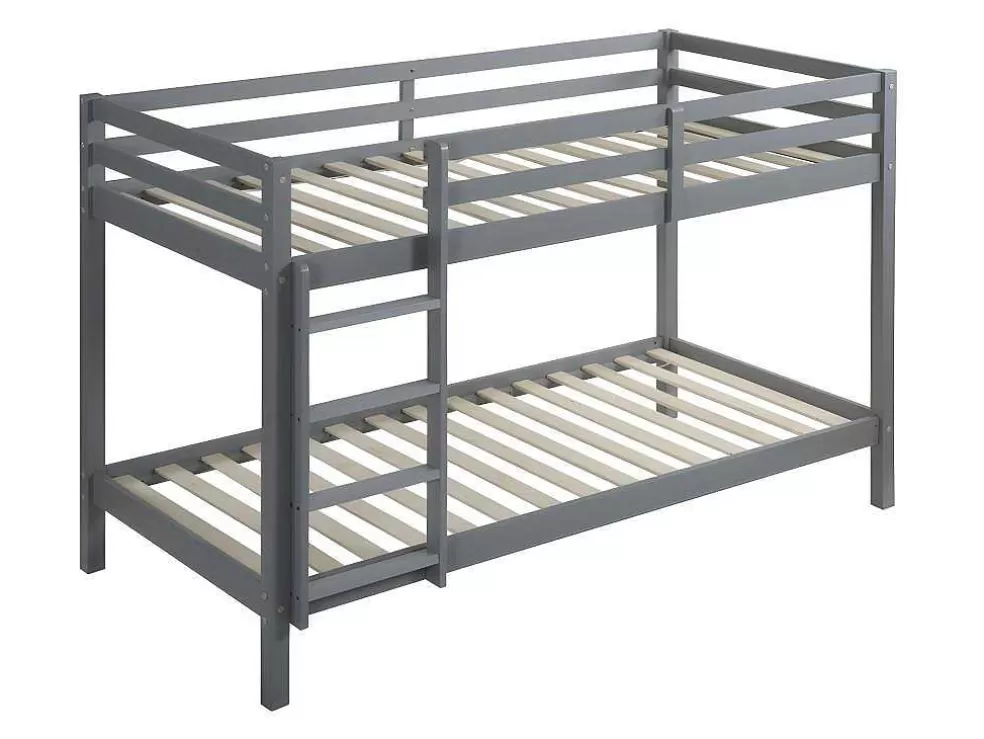 Vente-unique Beliche De 2 X 90 X 190 Cm Em Pinho Macico Cor Cinza - Anicet Ii* Beliche