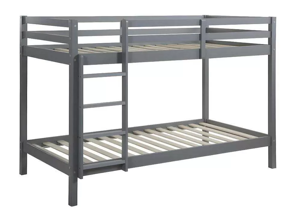 Vente-unique Beliche De 2 X 90 X 190 Cm Em Pinho Macico Cor Cinza - Anicet Ii* Beliche