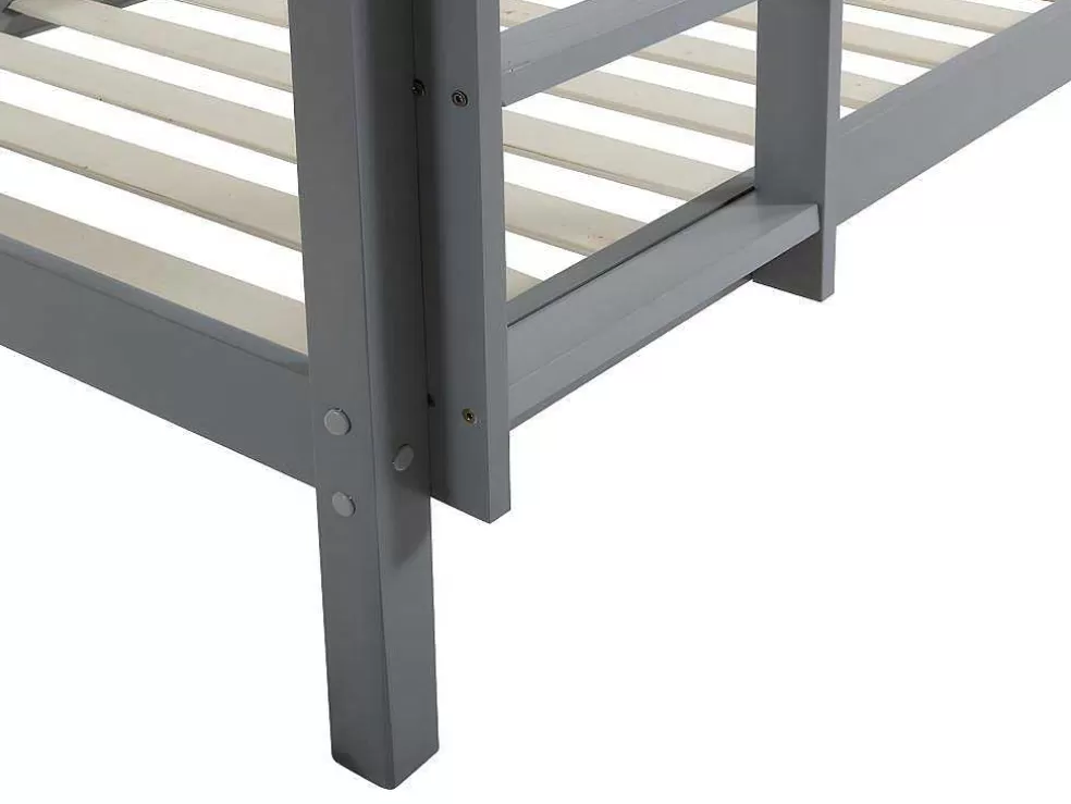 Vente-unique Beliche De 2 X 90 X 190 Cm Em Pinho Macico Cor Cinza - Anicet Ii* Beliche