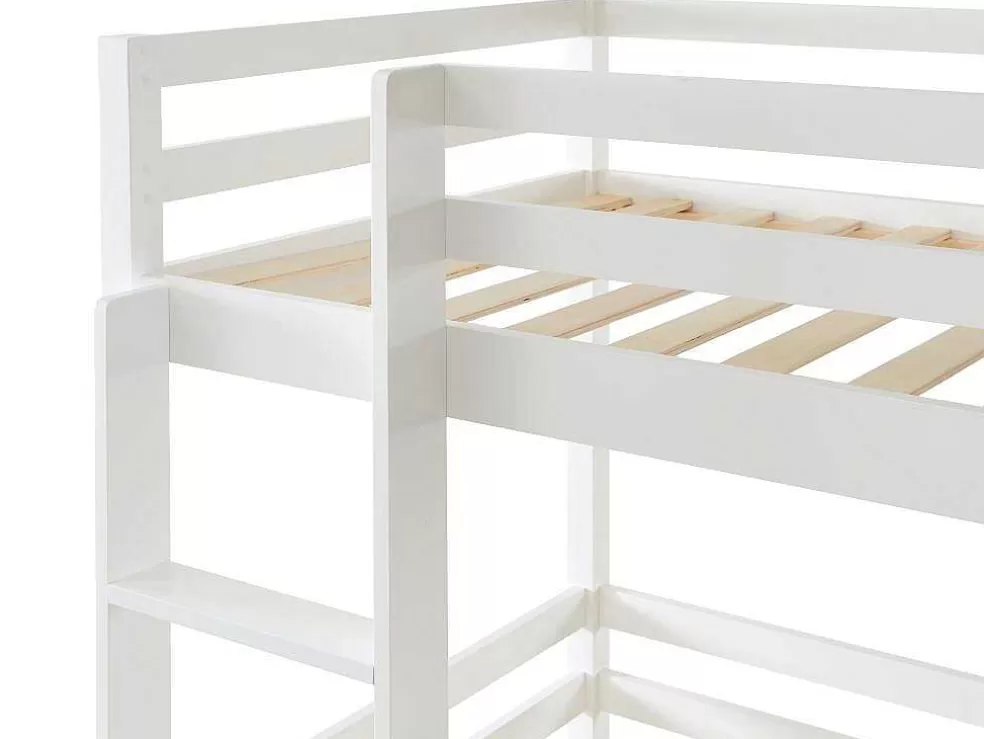 Vente-unique Beliche Triplo De 3 X 90 X 200 Cm Em Pinho Cor Branco - Vagar* Cama De Criança