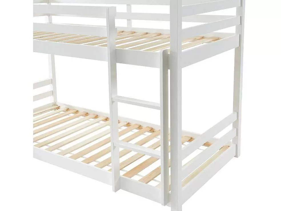 Vente-unique Beliche Triplo De 3 X 90 X 200 Cm Em Pinho Cor Branco - Vagar* Cama De Criança