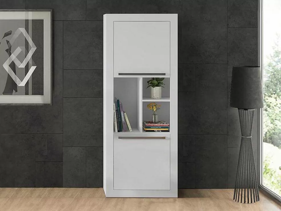 Vente-unique Biblioteca Com 2 Portas E 3 Nichos Cor Branco - Evan* Biblioteca, Vitrina, Estante