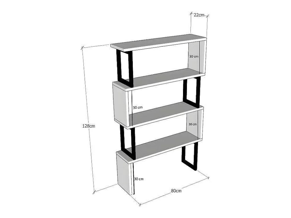Vente-unique Biblioteca Com 3 Prateleiras Em Metal Natural Claro E Preto - Roveni* Biblioteca, Vitrina, Estante