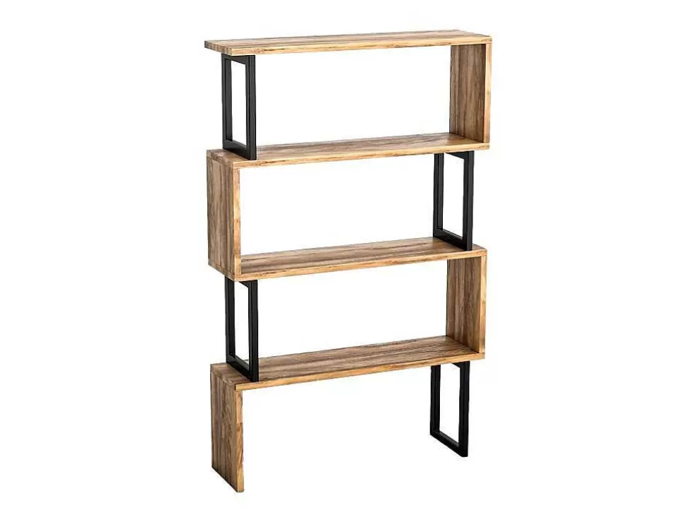 Vente-unique Biblioteca Com 3 Prateleiras Em Metal Natural Claro E Preto - Roveni* Biblioteca, Vitrina, Estante