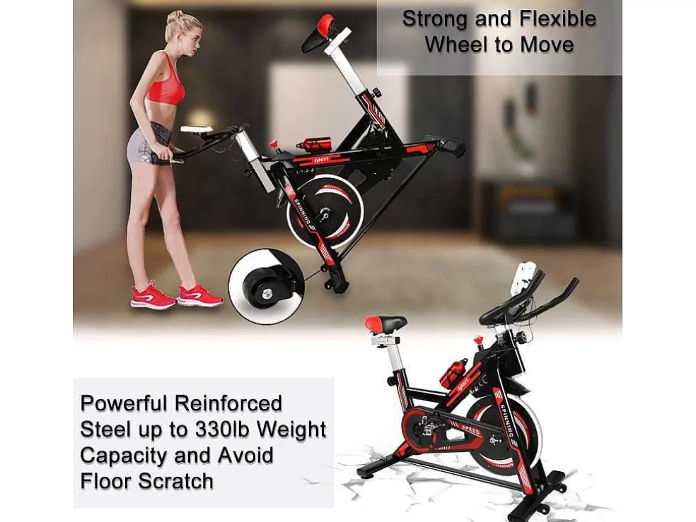 Vente-unique Bicicleta De Ciclismo De Interior Estacionaria Spin Bike Com Volante De Acionamento Por Correia 10Kg* Fitness