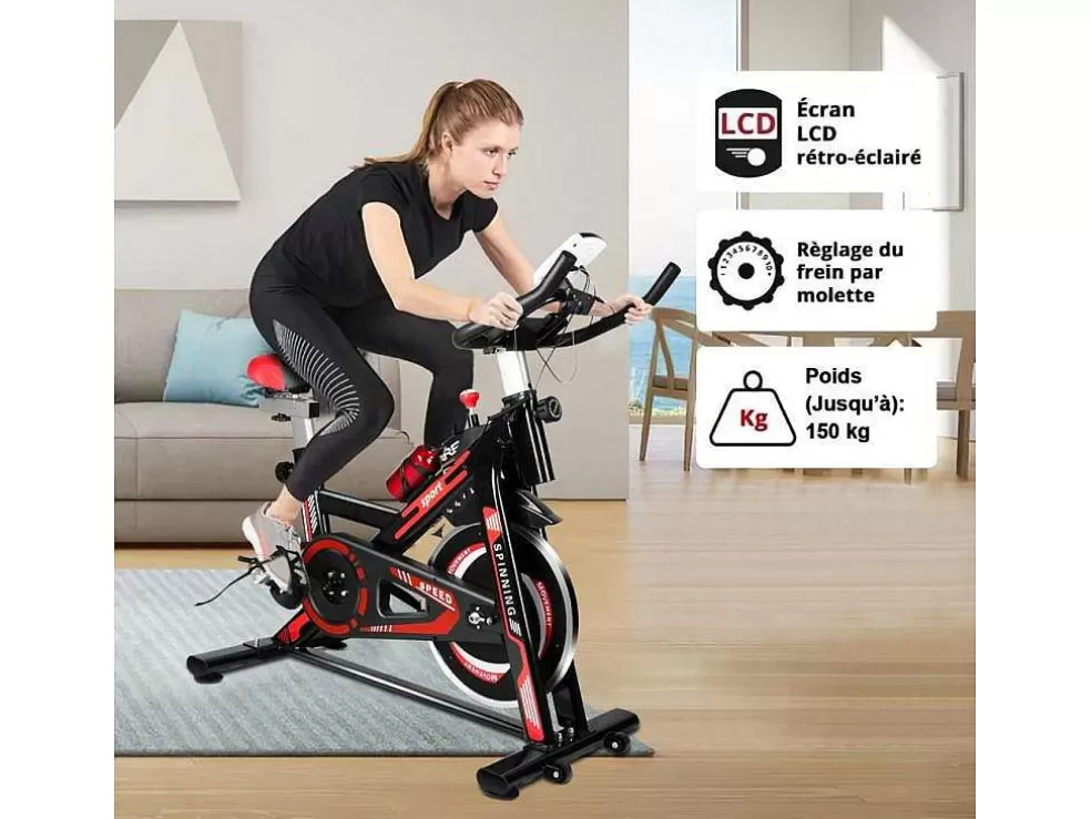 Vente-unique Bicicleta De Ciclismo De Interior Estacionaria Spin Bike Com Volante De Acionamento Por Correia 10Kg* Fitness