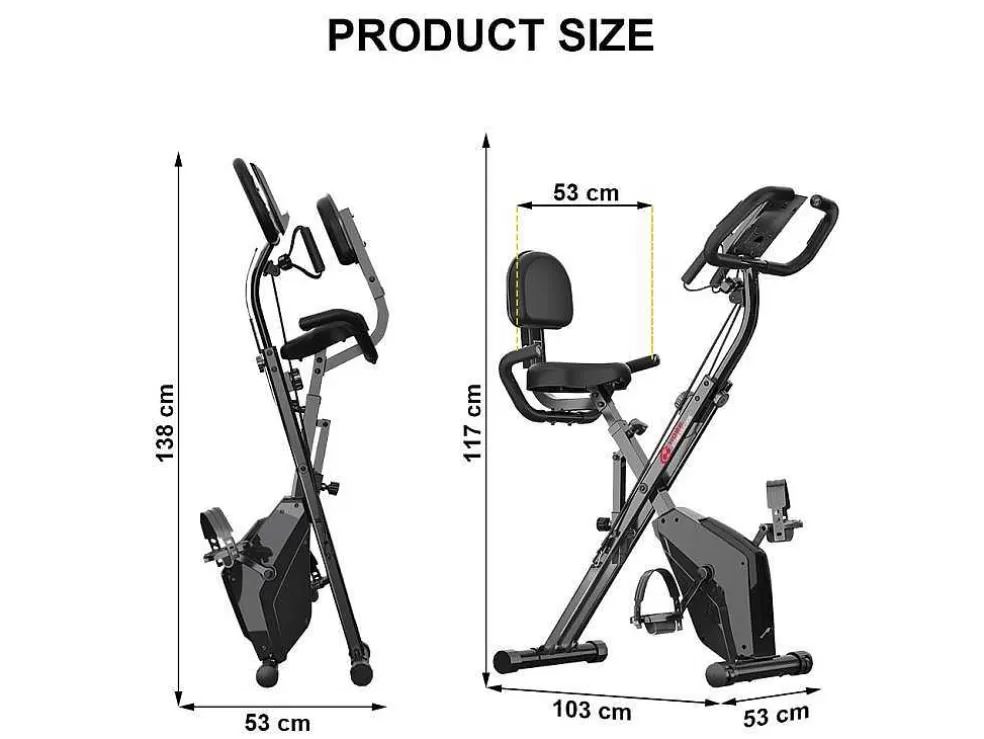 Vente-unique Bicicleta De Exercicio Dobravel 3 Em 1, Bicicleta De Fitness Reclinada Magnetica X-Bike Com Resistencia Ajustavel De 8 Niveis Para Treino De Ginasio Em Casa* Fitness