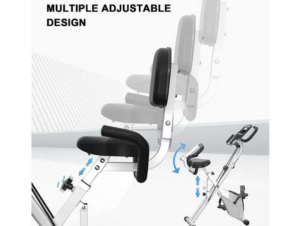 Vente-unique Bicicleta De Exercicio Dobravel 3 Em 1, Bicicleta De Fitness Reclinada Magnetica X-Bike Com Resistencia Ajustavel De 8 Niveis Para Treino De Ginasio Em Casa* Fitness