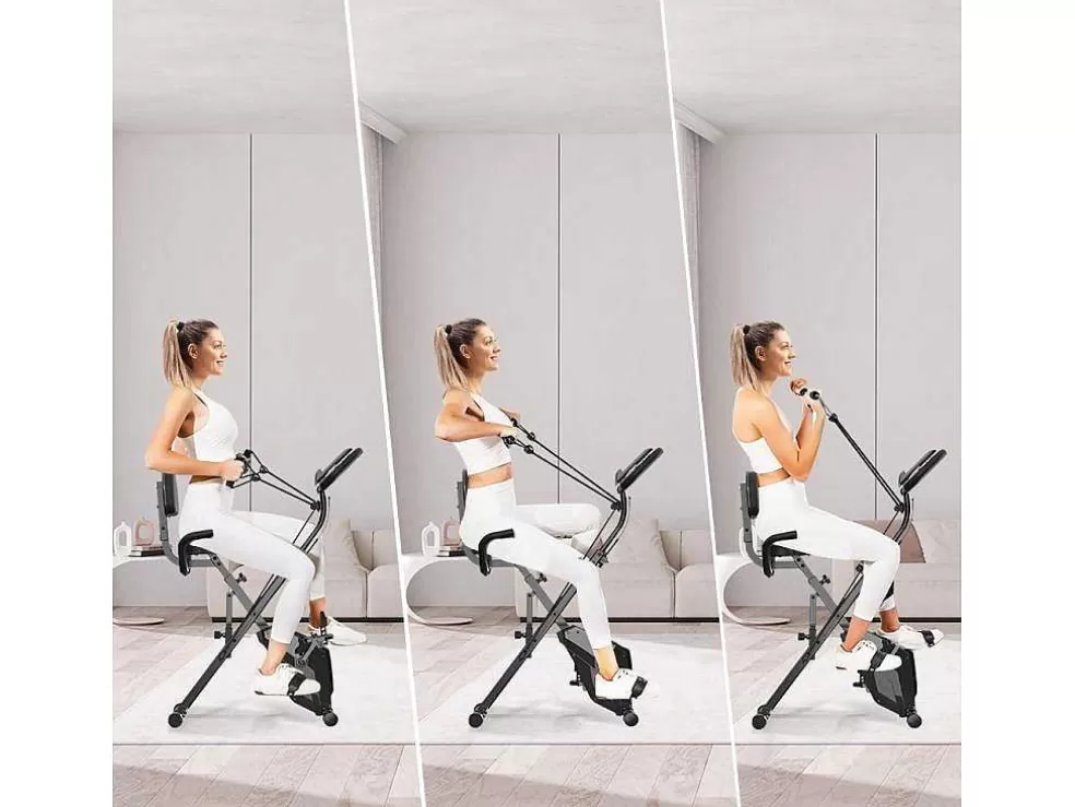 Vente-unique Bicicleta De Exercicio Dobravel 3 Em 1, Bicicleta De Fitness Reclinada Magnetica X-Bike Com Resistencia Ajustavel De 8 Niveis Para Treino De Ginasio Em Casa* Fitness
