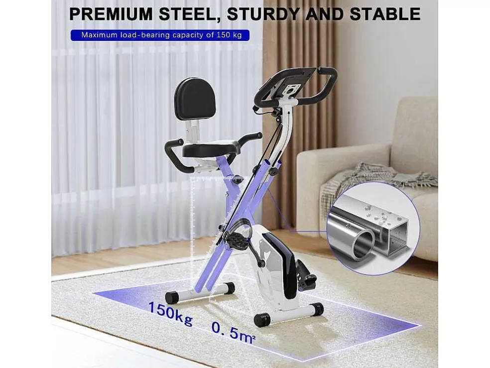 Vente-unique Bicicleta De Exercicio Dobravel 3 Em 1, Bicicleta De Fitness Reclinada Magnetica X-Bike Com Resistencia Ajustavel De 8 Niveis Para Treino De Ginasio Em Casa* Fitness