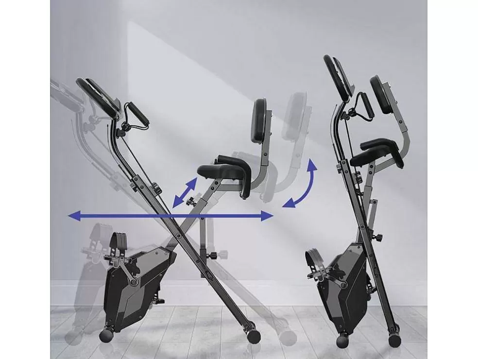 Vente-unique Bicicleta De Exercicio Dobravel 3 Em 1, Bicicleta De Fitness Reclinada Magnetica X-Bike Com Resistencia Ajustavel De 8 Niveis Para Treino De Ginasio Em Casa* Fitness