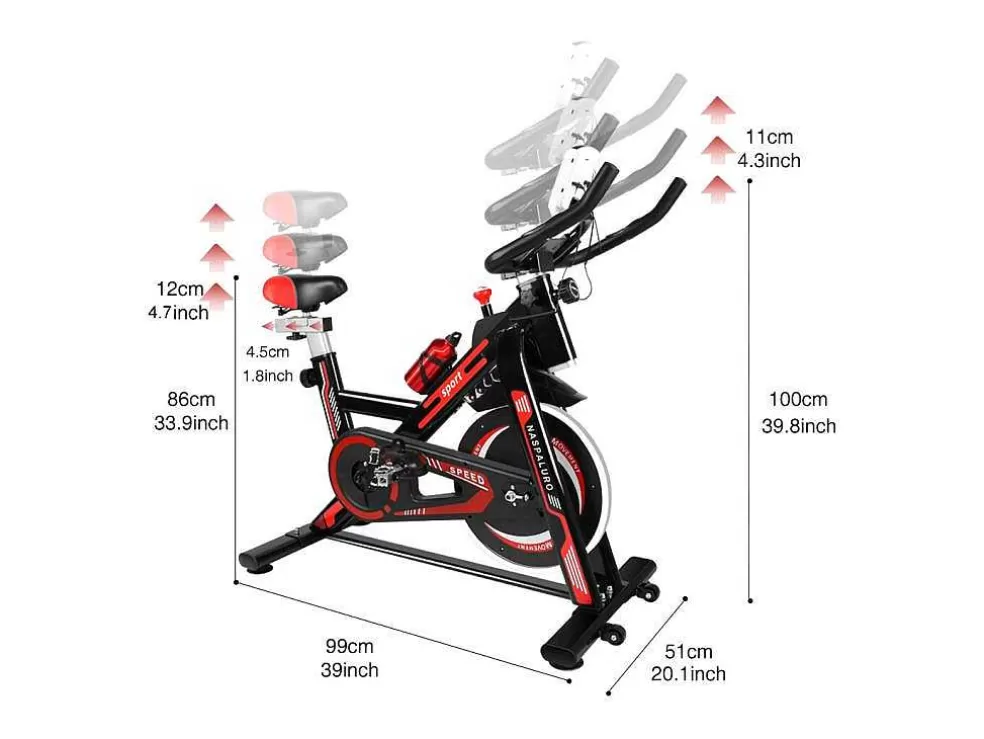 Vente-unique Bicicleta De Exercicio Estacionaria Para Ciclismo De Interior Com Volante De Transmissao Por Correia 8Kg* Fitness