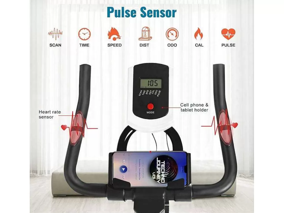 Vente-unique Bicicleta De Exercicio Estacionaria Para Ciclismo De Interior Com Volante De Transmissao Por Correia 8Kg* Fitness