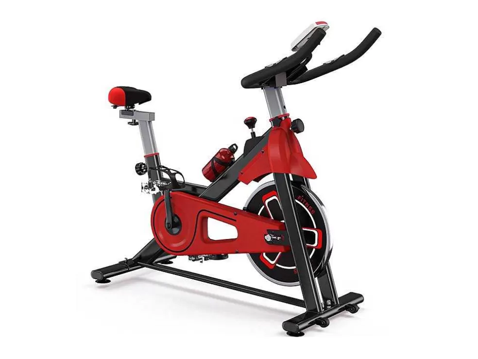 Vente-unique Bicicleta De Spinning Com Assento E Guiador Ajustaveis, Bicicleta De Exercicio Com Resistencia Ajustavel E Ecra Lcd* Fitness